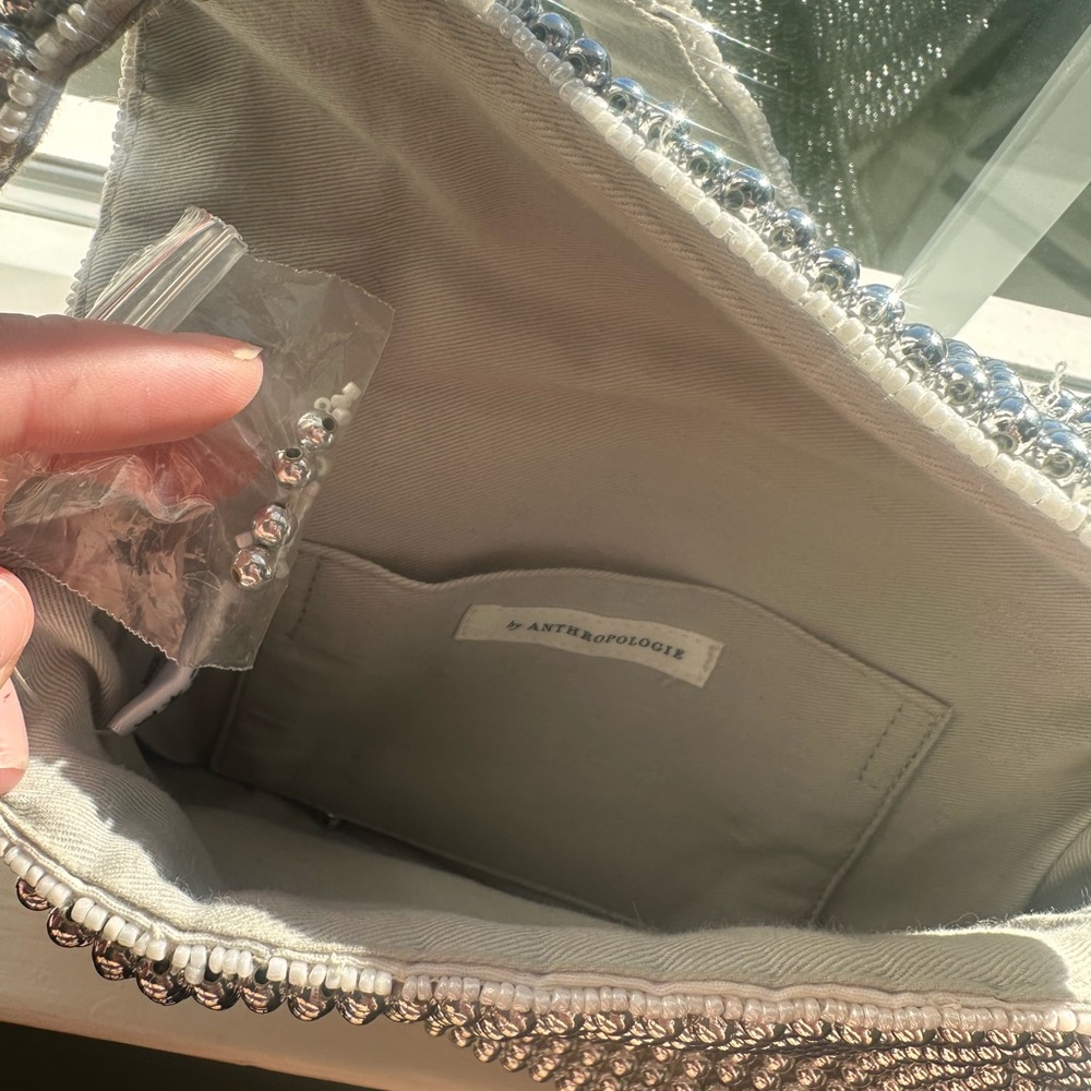 Influencer fave! Anthropologie Fiona Beaded Shoulder Bag – Silver (Sold Out) - Picture 5 of 5